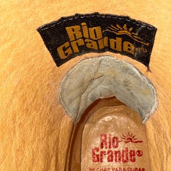 Rio Grande Leather Cowboy Girl Boots Women Sz 7 Light Blue Pointed Toe Slip-On - Picture 4 of 15